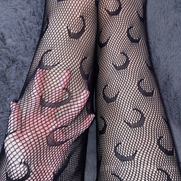 🌙 Celestial Crescent Moon Fishnet Tights Pantyhose Stockings - Picture 2 of 5